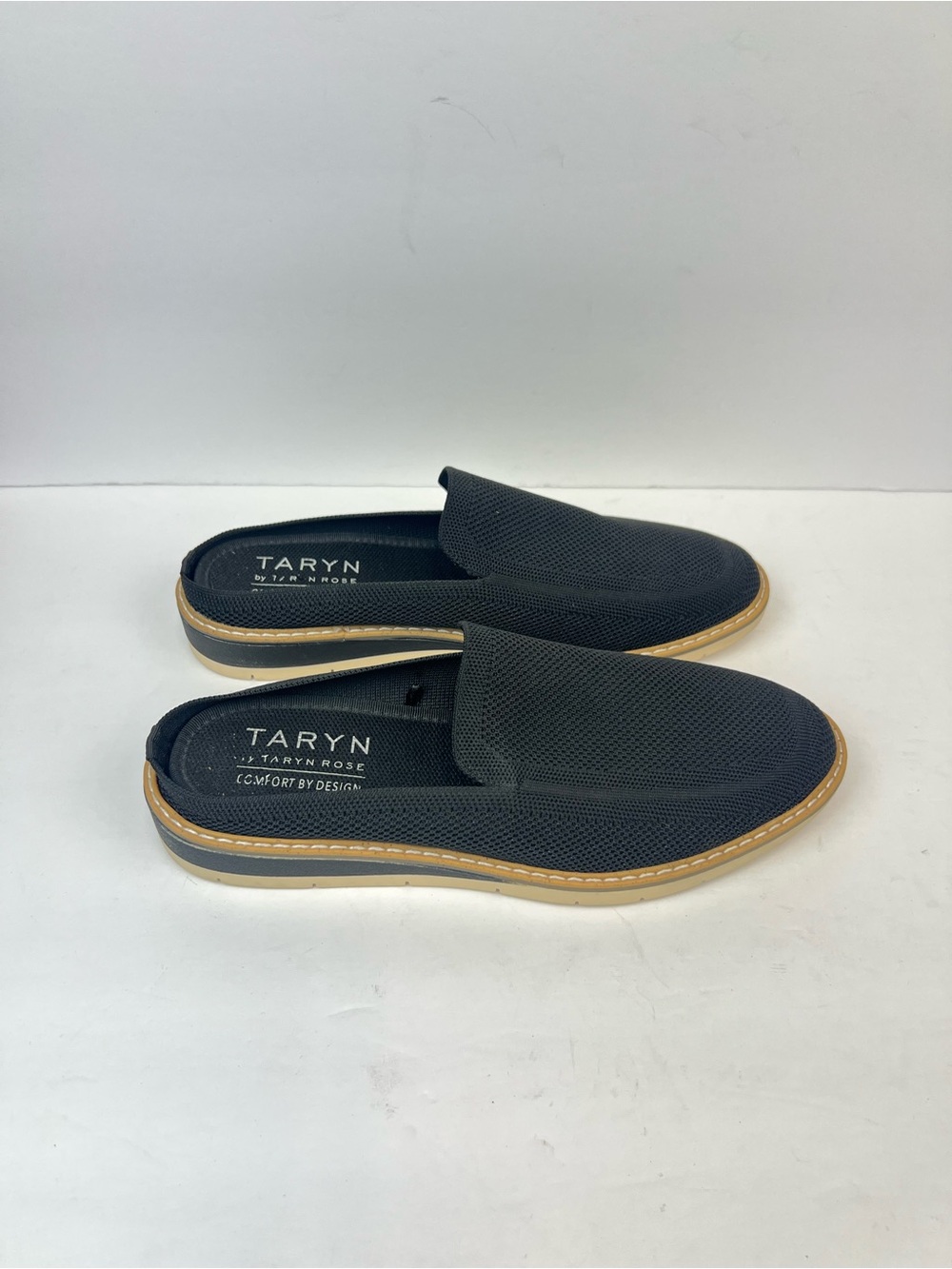 Taryn Rose Mules Black and Tan Slip-On Loafers Women’s Size 9.5